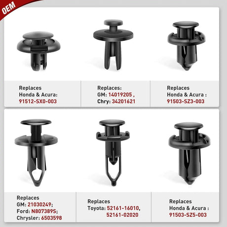retainer clips 120 Pcs Hole 6.3mm 8mm 9mm 10mm Car Push Retainer Clips Kits Expansion Screws Replacement Kit Bumper Push Rivet Clips for GM Ford Toyota Honda Chrysler