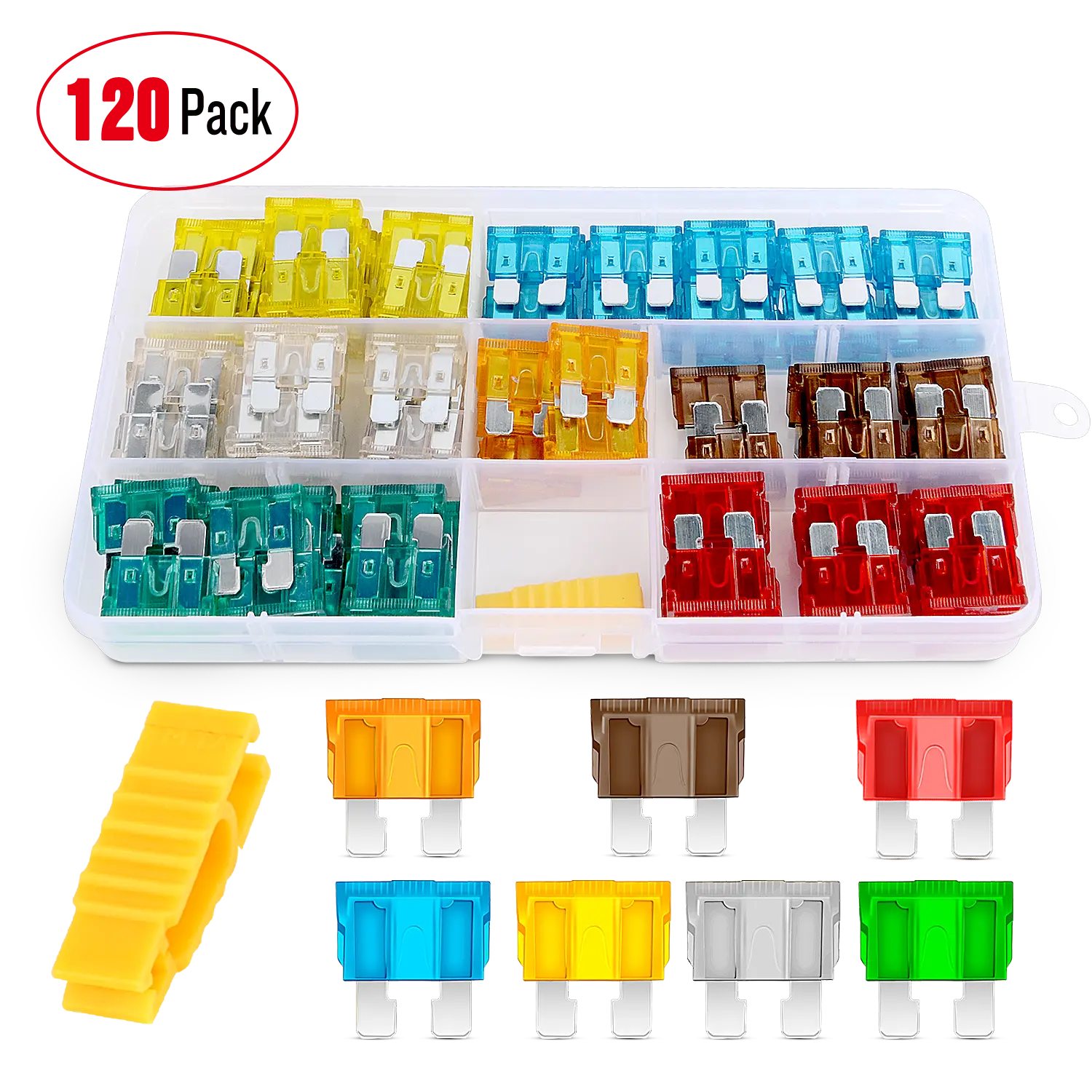 120pc AUTO FUSE ASSORTMENT MINI BLADE KIT CAR VAN TRUCK QUAD BIKE GARAGE