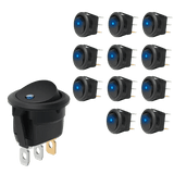 Rocker Switch 12Pcs 12V 20A Round Blue LED SPST Toggle Switch