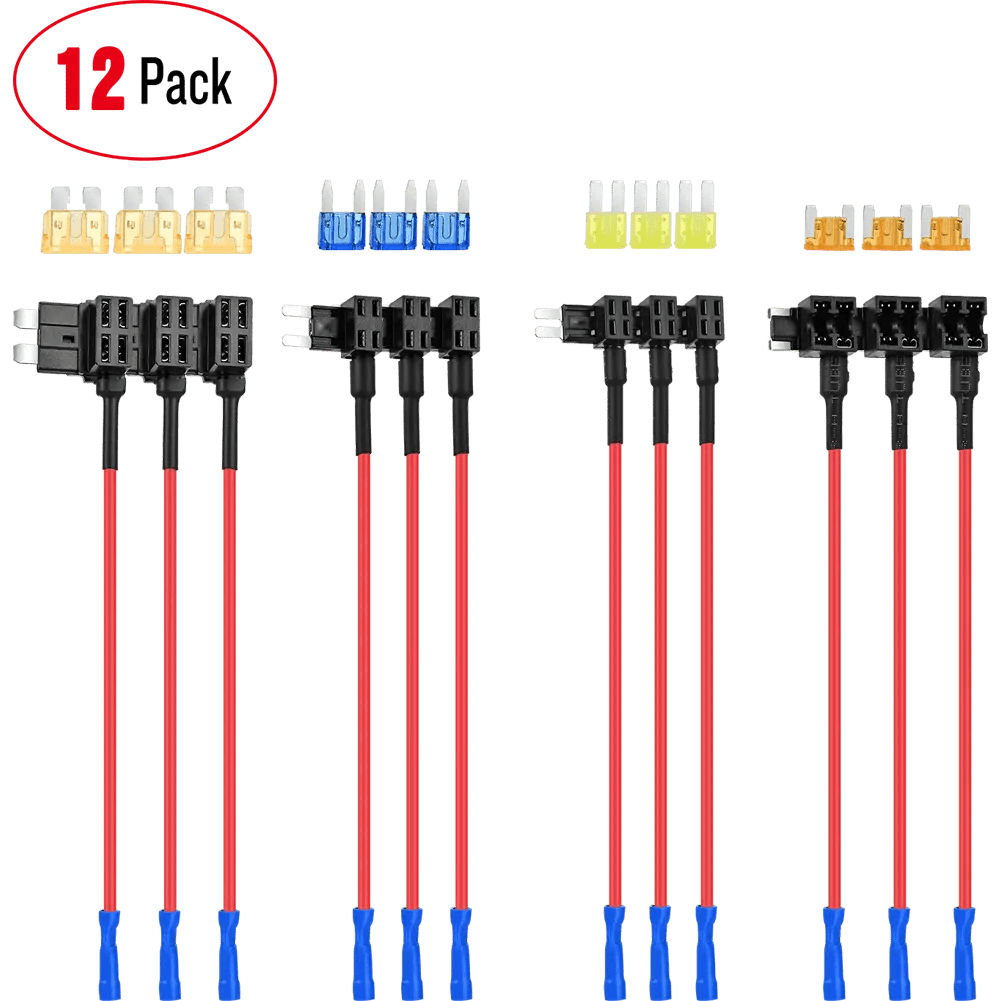 Wiring Harness Kit 12Pcs 4 Types Add-A-Circuit Fuse Tap Standard Mini Micro2 Low Profile