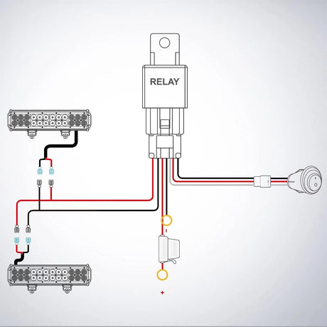Wiring Harness Kit 12AWG Wire Harness Kit 2 Leads W/ 12V 3Pin Switch | 3 Fuses | 4 Spade Connectors