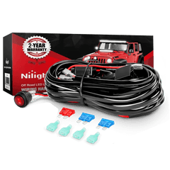 16AWG Wire Harness 10FT PVC Kit 2 Leads W/ 12V 3Pin Switch | 3 Fuses | 4 Spade Connectors