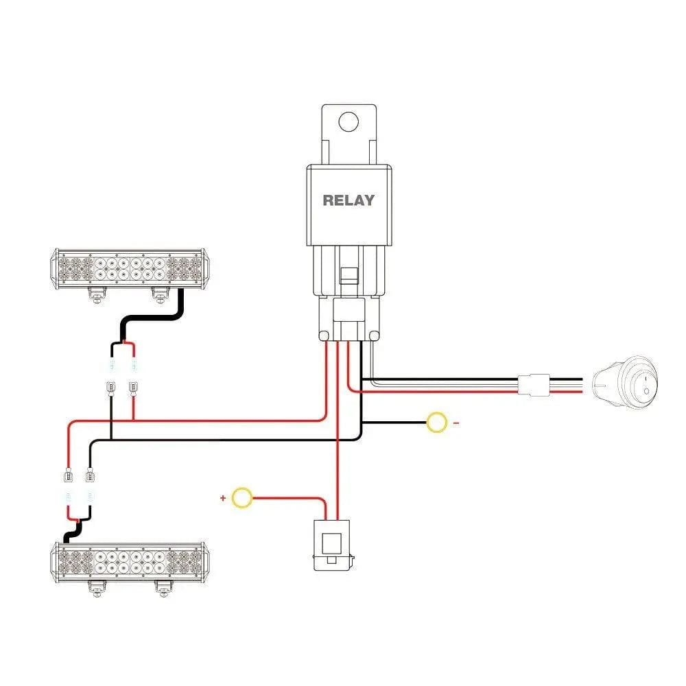 Wiring Harness Kit 16AWG Wire Harness Crimp Chassis Mount Kit 2 Leads W/ 12V 3Pin Switch | 3 Fuses | 4 Spade Connectors