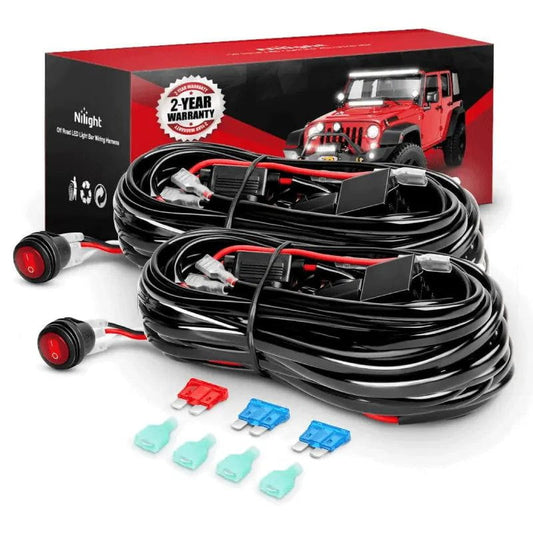 Wiring Harness Kit 2PCS 16AWG Wire Harness Kit 2 Leads W/ 12V 3Pin Switch | 3 Fuses | 4 Spade Connectors