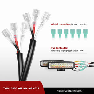 Wiring Harness Kit 16AWG Amber White Light Bar Wire Harness Kit 2 Leads W/ 12V Push Button Switch | 2 Fuses | 6 Spade Connectors