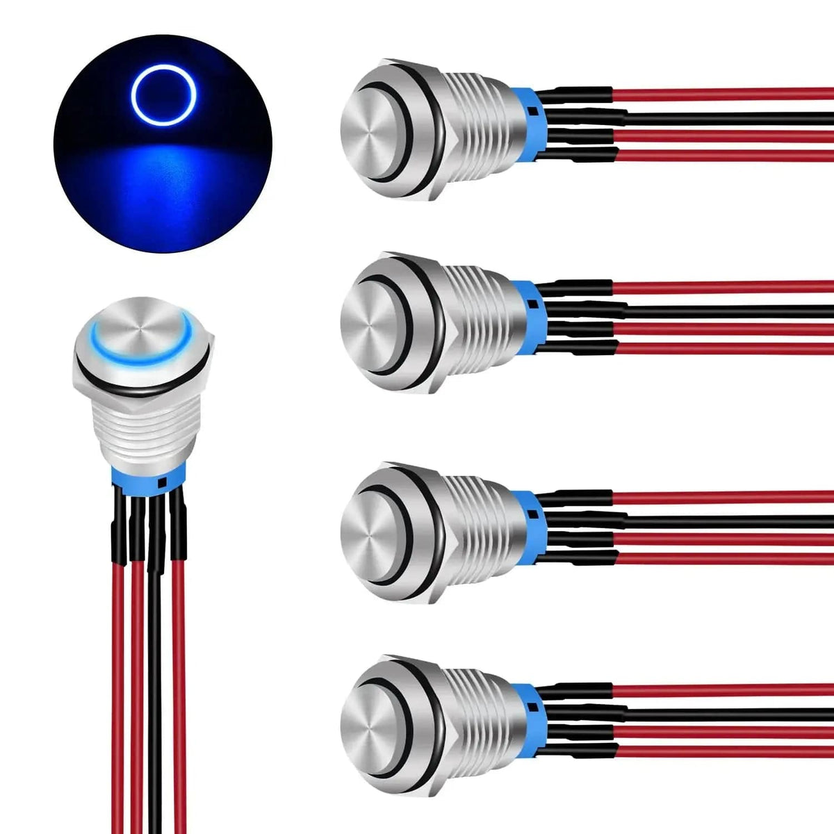 12mm 12V Waterproof ON Off Latching Push Button Switch - Nilight