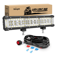 13.5 Inch 456W Side Shooter Quadruple Row Spot Flood LED Light Bar Kit | 16AWG Wire 3Pin Switch