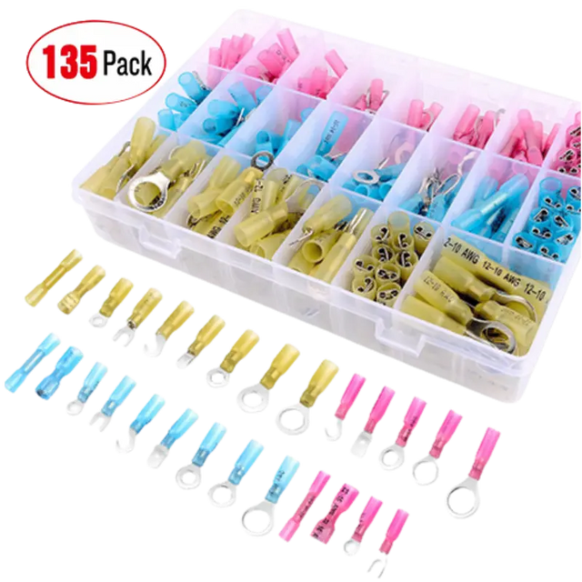 Connectors Assortments 135Pcs Heat Shrink Wire Connectors