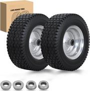 13x5.00-6 Solid Lawn Mower Tires, 13 Inch Flat-Free Polyurethane Tire with 3/4 Inch Axle Bore & 3 Inch Hub Length, Airless Replacement Wheels for Riding Lawn Mowers, 2 Pack