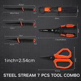 Tool 7PCS fishing accessories Fishing Tools Kit with Fishing Pliers, Fish Lip Gripper, Fillet Knife & Scissors, Portable Fishing Gear Set for bass fishing National Fishing Week Spring Fishing Season Father's Day Fishing Gift