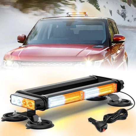 led strobe light 14.5 Inch Amber White COB LED Strobe Rooftop Flashing Magnetic Light Bar
