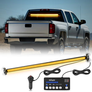 144LED Traffic Advisor Strobe Light Bar with Controller Amber Emergency Warning Hazard Interior/Front/Rear Windshield Flashing for Cars Plow Trucks Construction Vehicles