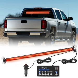 144LED Traffic Advisor Strobe Light Bar with Controller Red Emergency Warning Lights Hazard Interior Front/Rear Windshield Flashing for Cars Plow Trucks Construction Vehicles