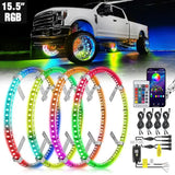 15.5 Inch LED Wheel Ring Lights Double Row RGB APP Remote Control 4Pcs Nilight
