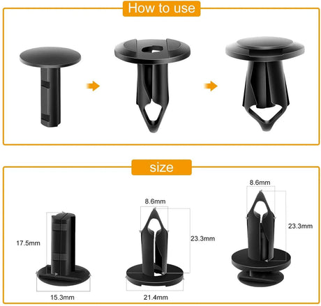 retainer clips 150 Pcs Car Push Retainer Clips Kits 2 Sizes Universal Auto Clips Fastener