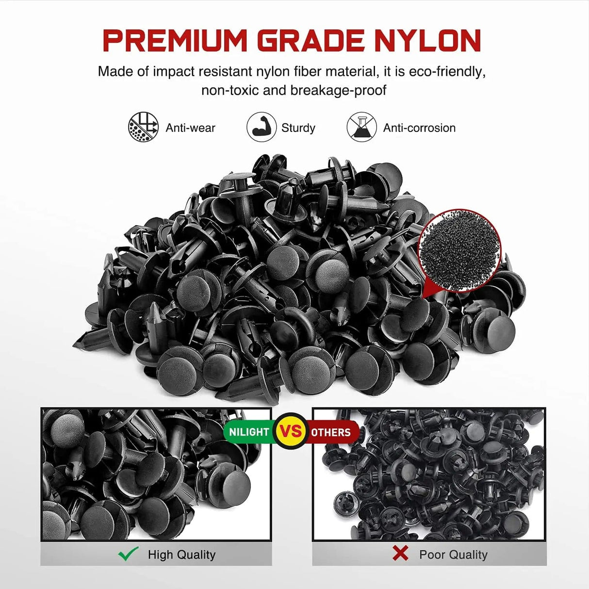 150 Pcs Hole 8mm 10mm Push Type Bumper Fasteners Rivet Clips Universal Auto Clips & Fastener for Bumper Fender Clips Nilight