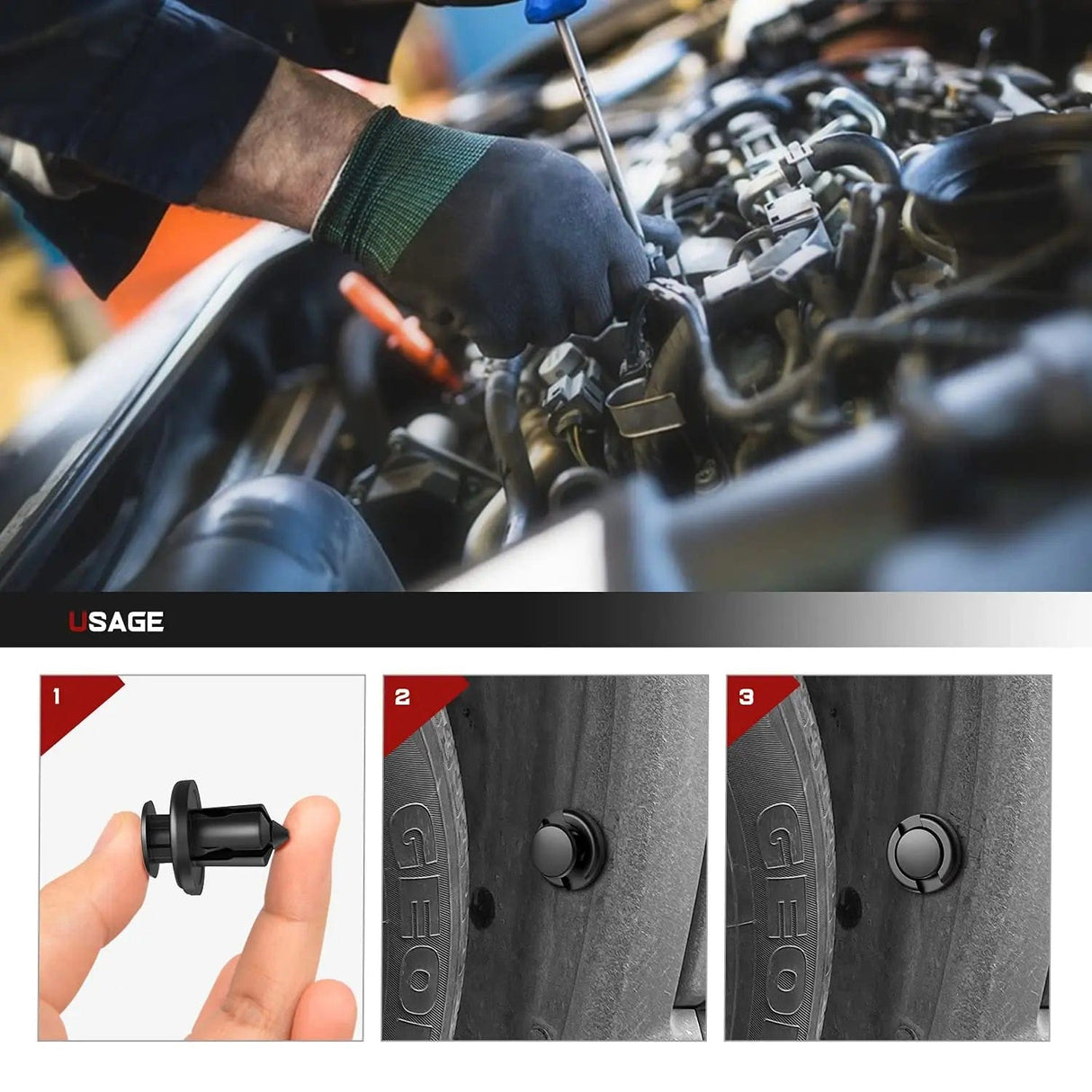 150 Pcs Hole 8mm 10mm Push Type Bumper Fasteners Rivet Clips Universal Auto Clips & Fastener for Bumper Fender Clips Nilight