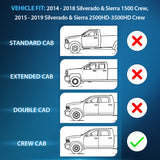 2014 2015 2016 2017 2018 Chevy Silverado/GMC Sierra 1500 Crew Cab 2015 2016 2017 2018 2019 Silverado/Sierra 2500HD-3500HD Crew Cab Rain Guards Acrylic 4Pcs