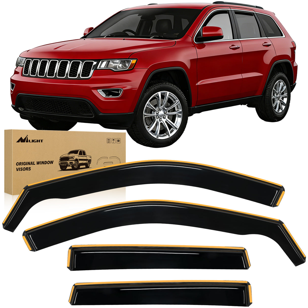 2011 2012 2013 2014 2015 2016 2017 2018 2019 2020 Jeep Grand Cherokee Rain Guards Acrylic 4Pcs