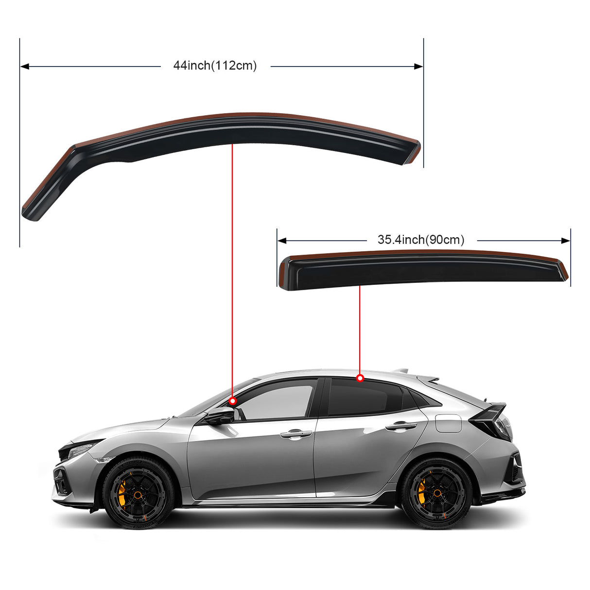 Rain Guards for Honda Civic Hatchback 2016 2017 2018 2019 2020 2021 Window Deflectors, Vent Window Visors-4pcs