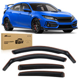Rain Guards for Honda Civic Hatchback 2016 2017 2018 2019 2020 2021 Window Deflectors, Vent Window Visors-4pcs