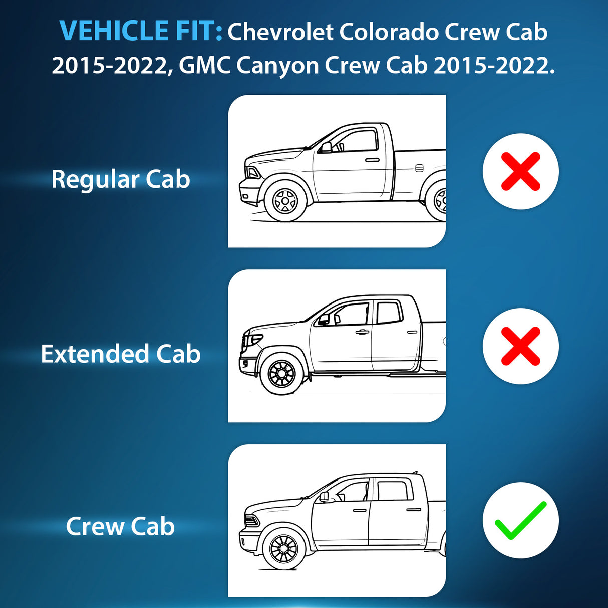 2015 2016 2017 2018 2019 2020 2021 2022 Chevy Colorado Crew Cab GMC Canyon Crew Cab Rain Guards Acrylic 4Pcs