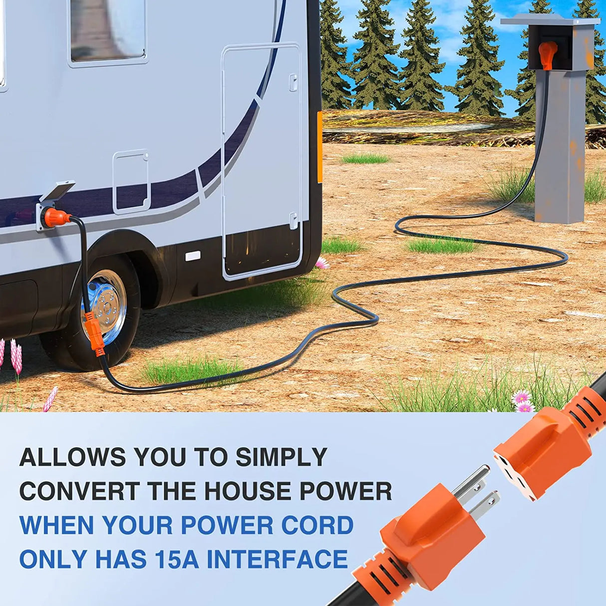 15Amp to 30Amp RV Locking Adapter Cord Nilight