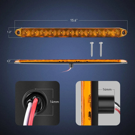 LED ID Bars 16 Inch 11 LEDs Amber Trailer Light Bar (Pair)