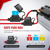 16AWG Wire Harness 4 Leads W/ 2 Gang Rocker Switch | 6 Fuses | 8 Spade Connectors Nilight