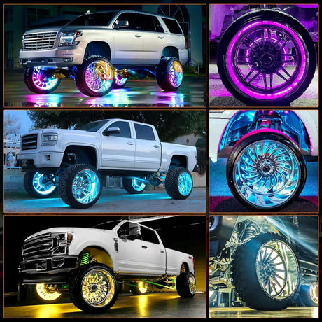 17.5 Inch LED Wheel Ring Lights Double Row RGB APP Remote Control 4Pcs Nilight