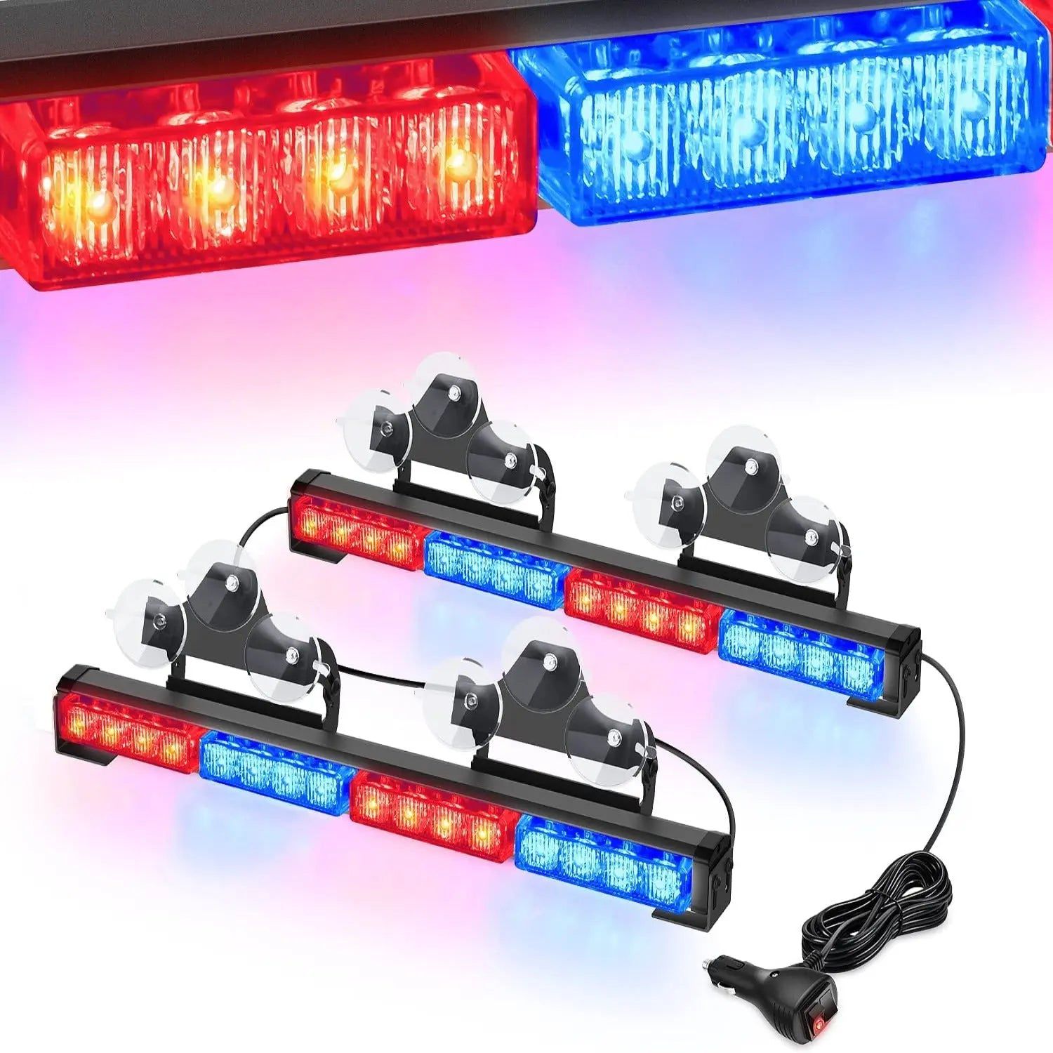 led strobe light 17" 32 Leds 2 In 1 Traffic Advisor Emergency Strobe Blue Red Light Bar