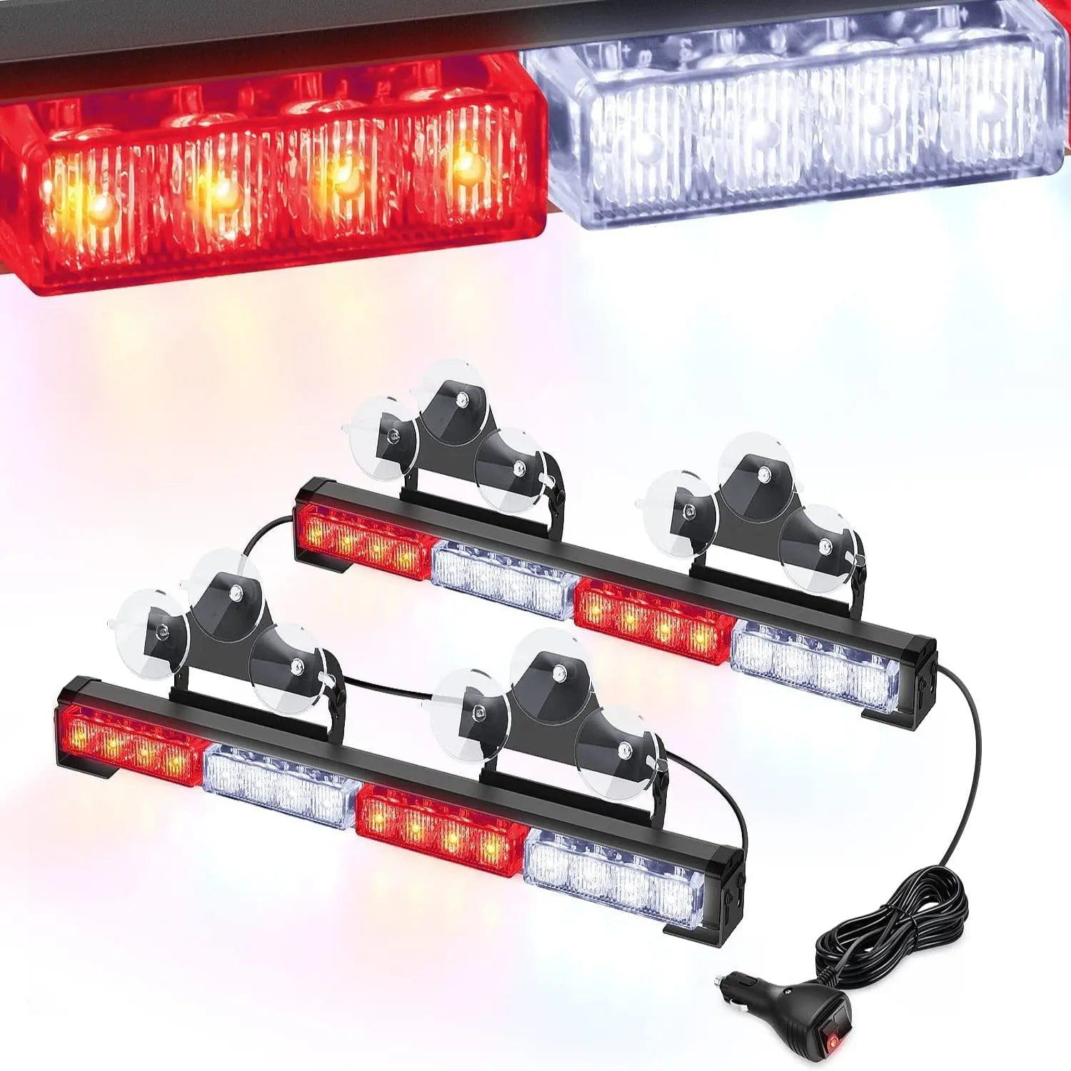 led strobe light 17" 32 Leds 2 In 1 Traffic Advisor Emergency Strobe Red White Light Bar