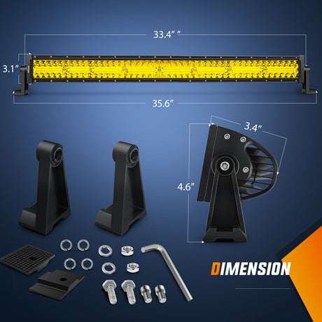 Nilight 33 Inch LED Light Bar 256 LED Chips Yellow Beam Curved Triple Row Fog Light Spot Flood Combo High Power LED Driving Lights Off Road Lights for Trucks SUV UTV ATV Truck Van 4x4 Boat