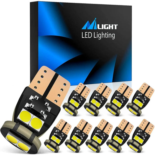 LED Headlight 194 T10 168 2825 W5W 6500K LED Bulbs (10 Packs)