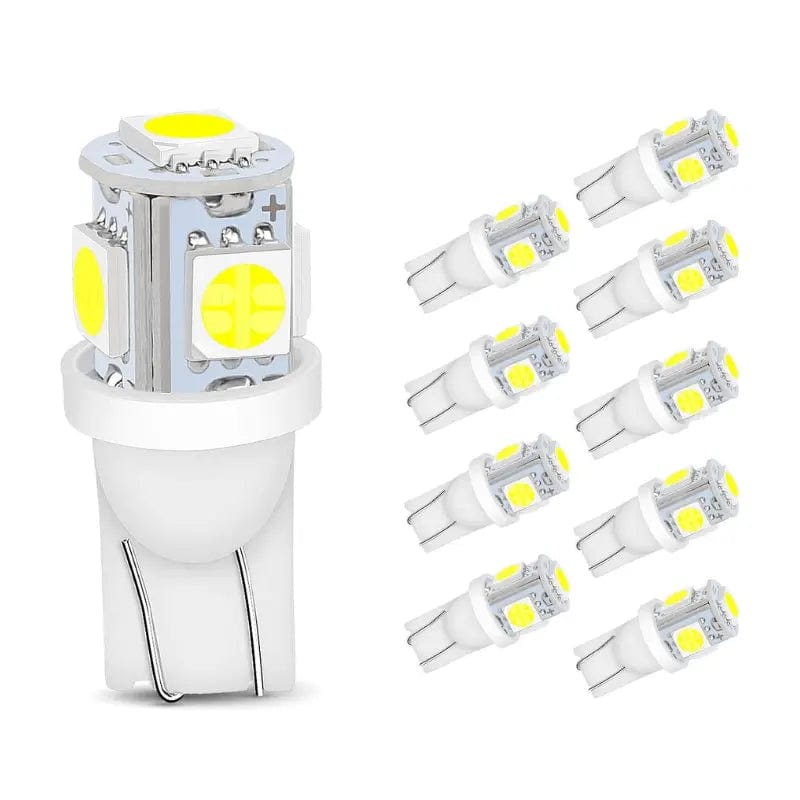 Nilight 10x LED Replacements for Malibu Landscape Light 5 Led smd per Bulb 194 T10 T5 Wedge Base Cool White 12V DC 1407ww