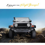 Front Bumper 1987-2006 Jeep Wrangler TJ & YJ Front Bumper Rock Crawler Bumper with 2Pcs LED Lights Winch Plate 2Pcs D-Rings Upgraded Textured Black