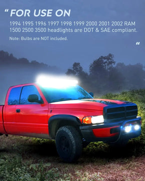 Headlight Assembly 1994-2002 RAM 1500 2500 3500 Headlight Assembly Chrome Case Amber Reflector