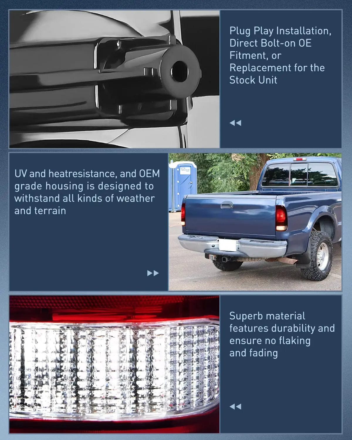 Taillight Assembly 1997 1998 1999 2000 2001 2002 2003 Ford F150 1997 1998 1999 Light Duty 1999 2000 2001 2002 2003 2004 2005 2006 2007 Ford Super Duty Taillight Assembly Dark Red Rear Lamp Replacement OE Style Driver Side