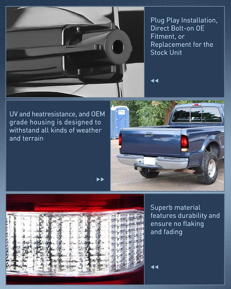 Taillight Assembly 1997 1998 1999 2000 2001 2002 2003 Ford F150 1997 1998 1999 Light Duty 1999 2000 2001 2002 2003 2004 2005 2006 2007 Ford Super Duty Taillight Assembly Dark Red Rear Lamp Replacement OE Style Driver Side