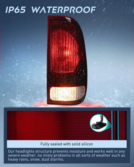 Taillight Assembly 1997 1998 1999 2000 2001 2002 2003 Ford F150 1997 1998 1999 Light Duty 1999 2000 2001 2002 2003 2004 2005 2006 2007 Ford Super Duty Taillight Assembly Dark Red Rear Lamp Replacement OE Style Passenger Side