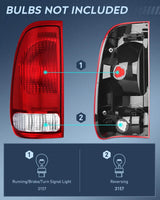Taillight Assembly 1997 1998 1999 2000 2001 2002 2003 Ford F150 1997 1998 1999 Light Duty 1999 2000 2001 2002 2003 2004 2005 2006 2007 Ford Super Duty Tail light Assembly Red Housing Rear Lamp Replacement OE Style Driver Passenger Side