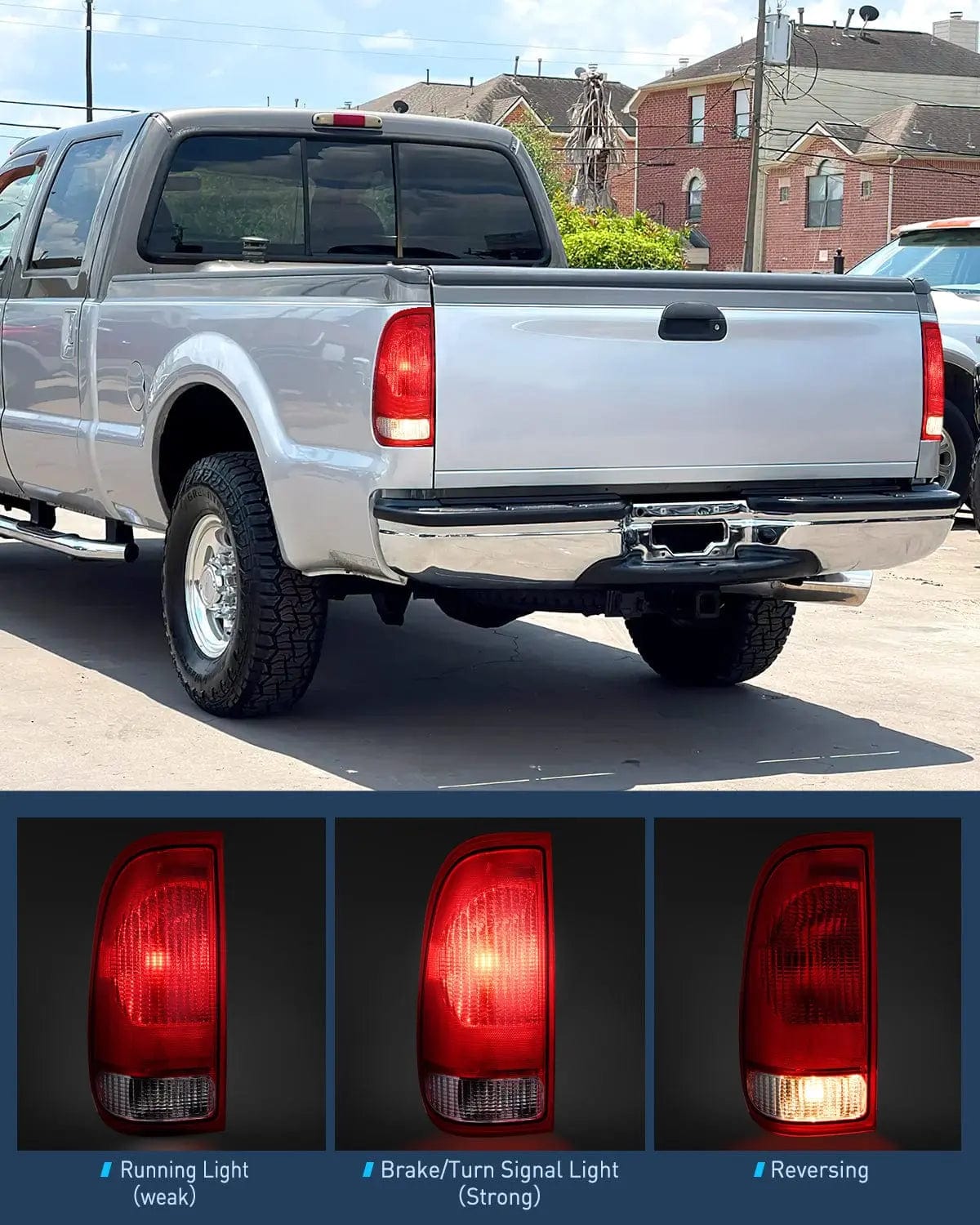 Taillight Assembly 1997 1998 1999 2000 2001 2002 2003 Ford F150 1997 1998 1999 Light Duty 1999 2000 2001 2002 2003 2004 2005 2006 2007 Ford Super Duty Tail light Assembly Red Housing Rear Lamp Replacement OE Style Driver Passenger Side