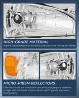 1998-2000 Toyota Corolla Headlight Assembly Chrome Housing Amber Reflector Upgraded Clear Lens Nilight