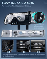 Headlight Assembly 1998-2005 Chevy Blazer S10 Headlight Assembly Black Case Clear Reflector