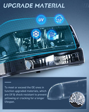 Headlight Assembly 1998-2005 Chevy Blazer S10 Headlight Assembly Black Case Clear Reflector