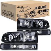 1998 1999 2000 2001 2002 2003 2004 2005 Chevy Blazer S10 Pickup Headlight Assembly Black Case Clear Reflector