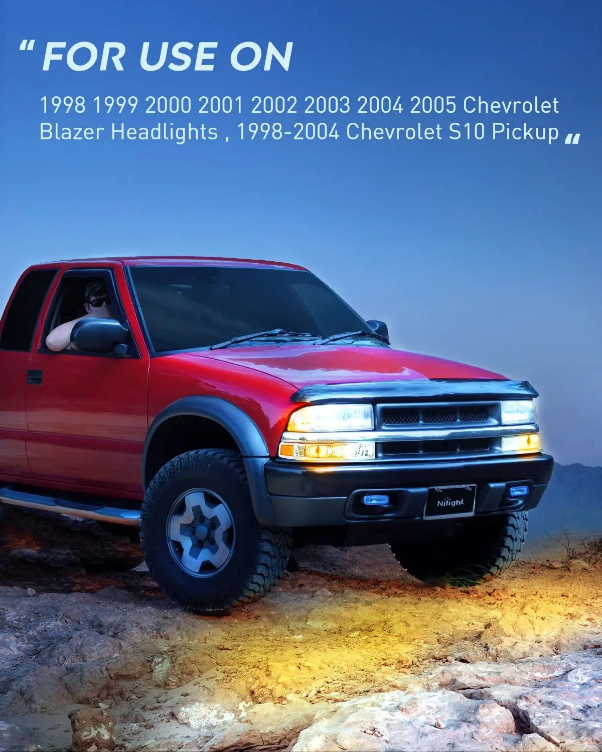 Headlight Assembly 1998-2005 Chevy Blazer S10 Headlight Assembly Chrome Case Amber Reflector
