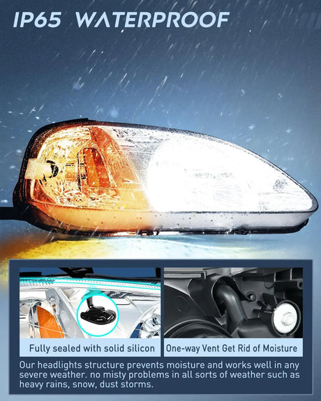 1999 2000 Honda Civic Headlight Assembly Chrome Case Amber Reflector Upgraded Clear Lens Nilight