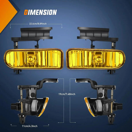 1999-2002 Chevy Silverado 1500 2500 2001-2002 Chevy Silverado 3500 2000-2006 Chevy Suburban Tahoe Amber Fog Light Assembly Nilight