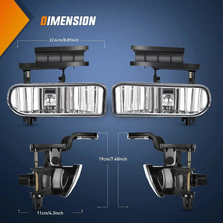 1999-2002 Chevy Silverado 1500 2500 2001-2002 Chevy Silverado 3500 2000-2006 Chevy Suburban Tahoe Fog Light Assembly Clear Lens Nilight